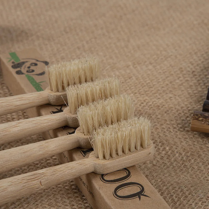 PANDABRUSHES Boar Bristle & Bamboo Toothbrush (6 Pack)